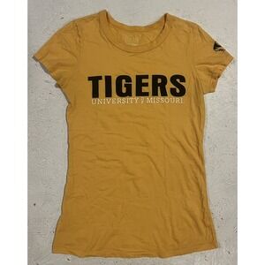 Mizzou Missouri Tigers Football Shirt Womens Size Medium Yellow Short Sleeve